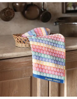 Set di 6 Strofinacci Cucina Cotone - Strofinacci Cucina Spugna Multicolor - Canovacci Cucina Artigianali Made in Italy - 50x70cm