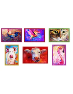SET 6 PEZZI Strofinaccio ANIMALI DIPINTI in puro cotone stampato in ALTA definizione misura MAXI