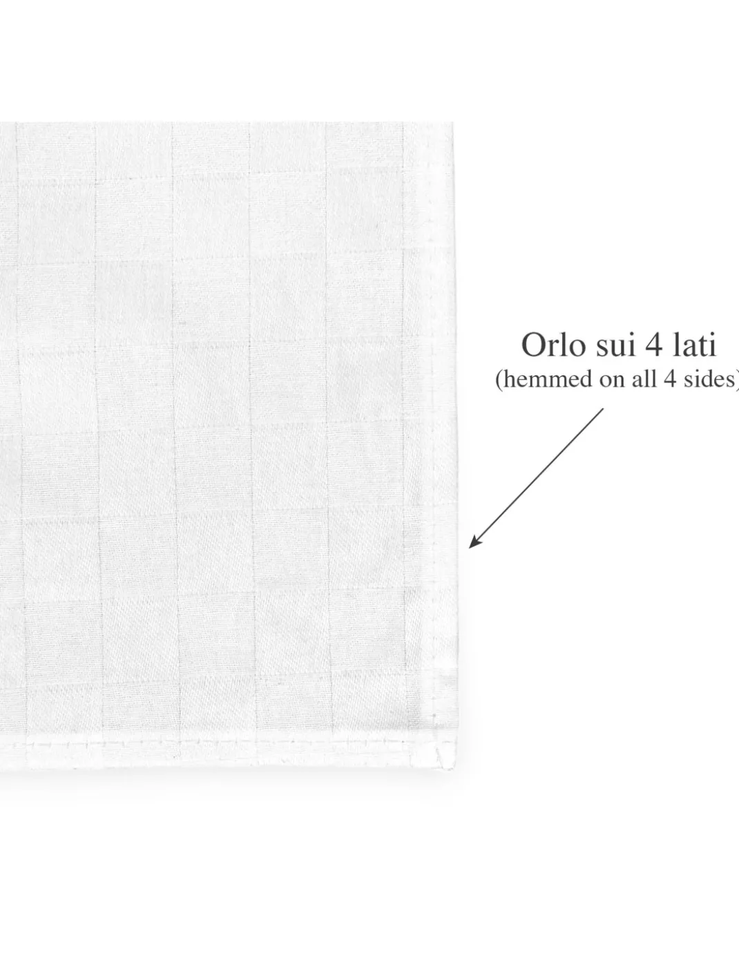 Set 4 Tovaglioli Cotone Bianchi, Tovaglioli Stoffa 42x42 cm, Fiandra, Orlo su 4 Lati, 100% Puro Cotone