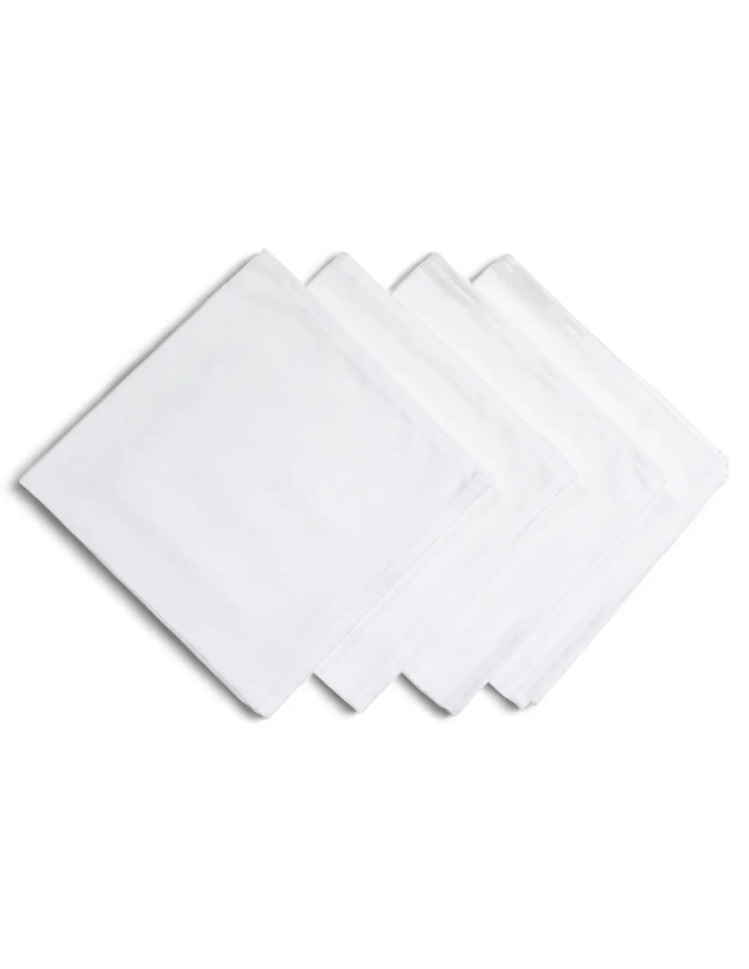 Set 4 Tovaglioli Cotone Bianchi, Tovaglioli Stoffa 42x42 cm, Fiandra, Orlo su 4 Lati, 100% Puro Cotone