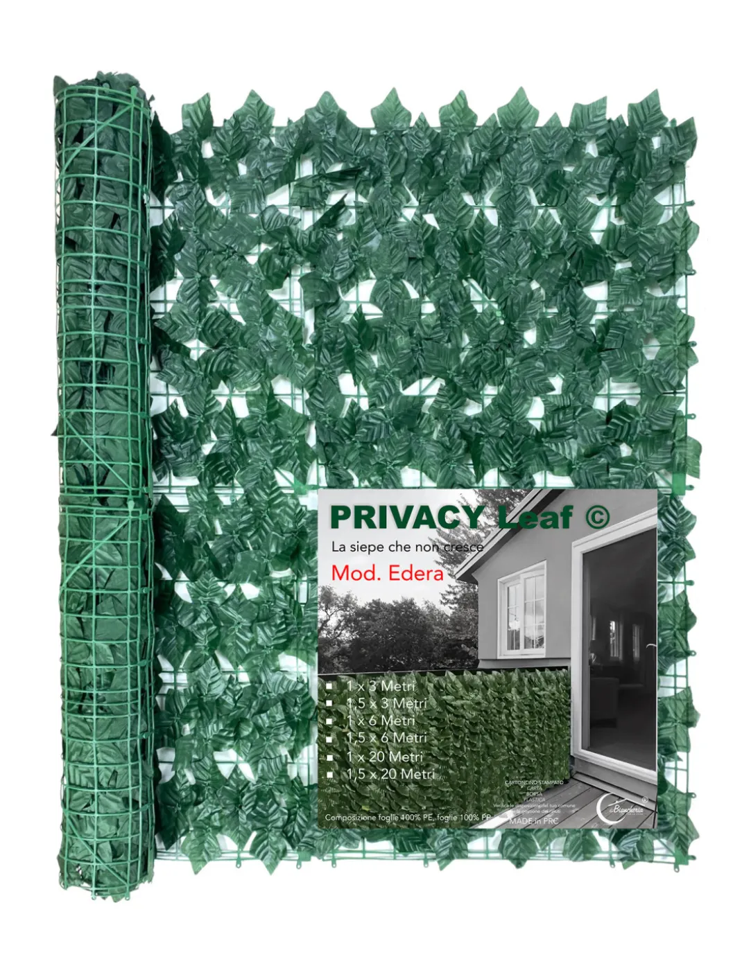 SIEPE Privacy Leaf EDERA Finta Artificiale a Foglie per Muri e Balconi Ornamentale frangivista Sempre verde