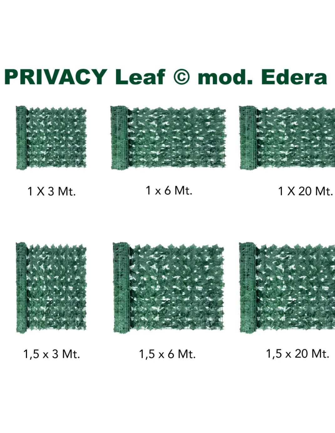 SIEPE Privacy Leaf EDERA Finta Artificiale a Foglie per Muri e Balconi Ornamentale frangivista Sempre verde