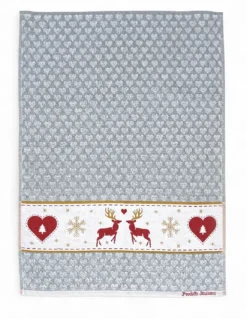Strofinacci Cucina Cotone Jacquard Natale - Set 6 Pezzi 50x80 cm, Alta Assorbenza, 3 Colori Assortiti, Made in Italy