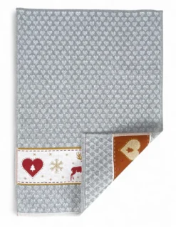 Strofinacci Cucina Cotone Jacquard Natale - Set 6 Pezzi 50x80 cm, Alta Assorbenza, 3 Colori Assortiti, Made in Italy