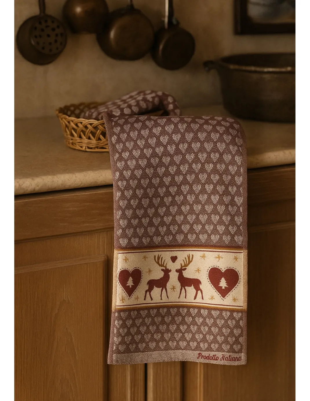 Strofinacci Cucina Cotone Jacquard Natale - Set 6 Pezzi 50x80 cm, Alta Assorbenza, 3 Colori Assortiti, Made in Italy