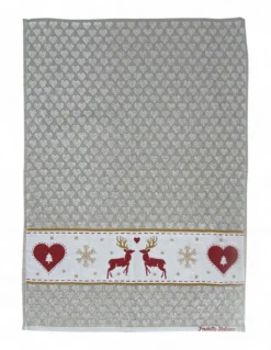 Strofinacci Cucina Cotone Jacquard Natale - Set 6 Pezzi 50x80 cm, Alta Assorbenza, 3 Colori Assortiti, Made in Italy