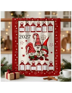 Strofinacci cucina cotone Natale calendario 2027 maxi 50x70cm – Set 6 Pezzi, 3 Stampe, Idea Regalo, Made in Italy variante B