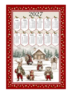 Strofinacci cucina cotone Natale calendario 2027 maxi 50x70cm – Set 6 Pezzi, 3 Stampe, Idea Regalo, Made in Italy variante A