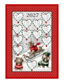 Strofinacci cucina cotone Natale calendario 2027 maxi 50x70cm – Set 6 Pezzi, 3 Stampe, Idea Regalo, Made in Italy variante A