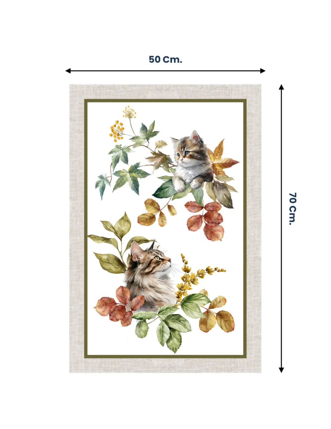 Strofinacci Cucina Cotone Set 5 Pezzi 50x70 cm - Fantasie Floreali e Gatti - con Asola