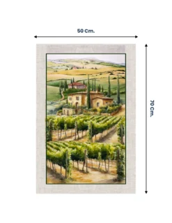 Strofinacci Cucina Cotone Set 5 Pezzi 50x70 cm - Fantasie Autunnali - con Asola - Frutta, Vigna e Natura