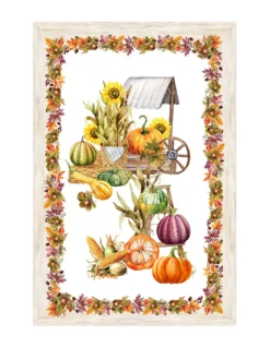 Strofinacci Cucina Cotone Set 5 Pezzi 50x70 cm - Fantasie Autunnali - con Asola - Frutta, Vigna e Natura