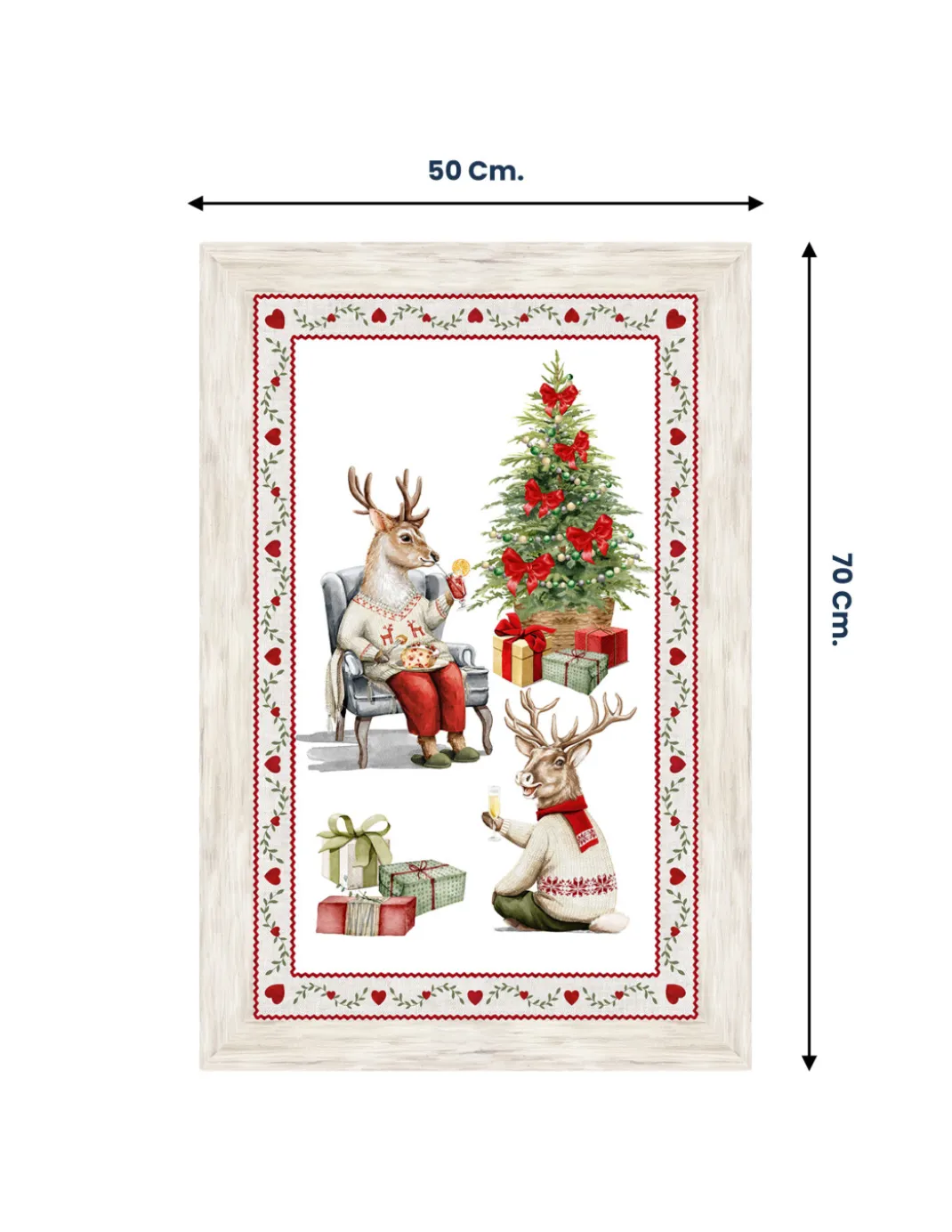 Strofinacci Cucina Natale – Set 5 Pezzi 50x70 cm – Canovacci Cotone Decorativi con Asola