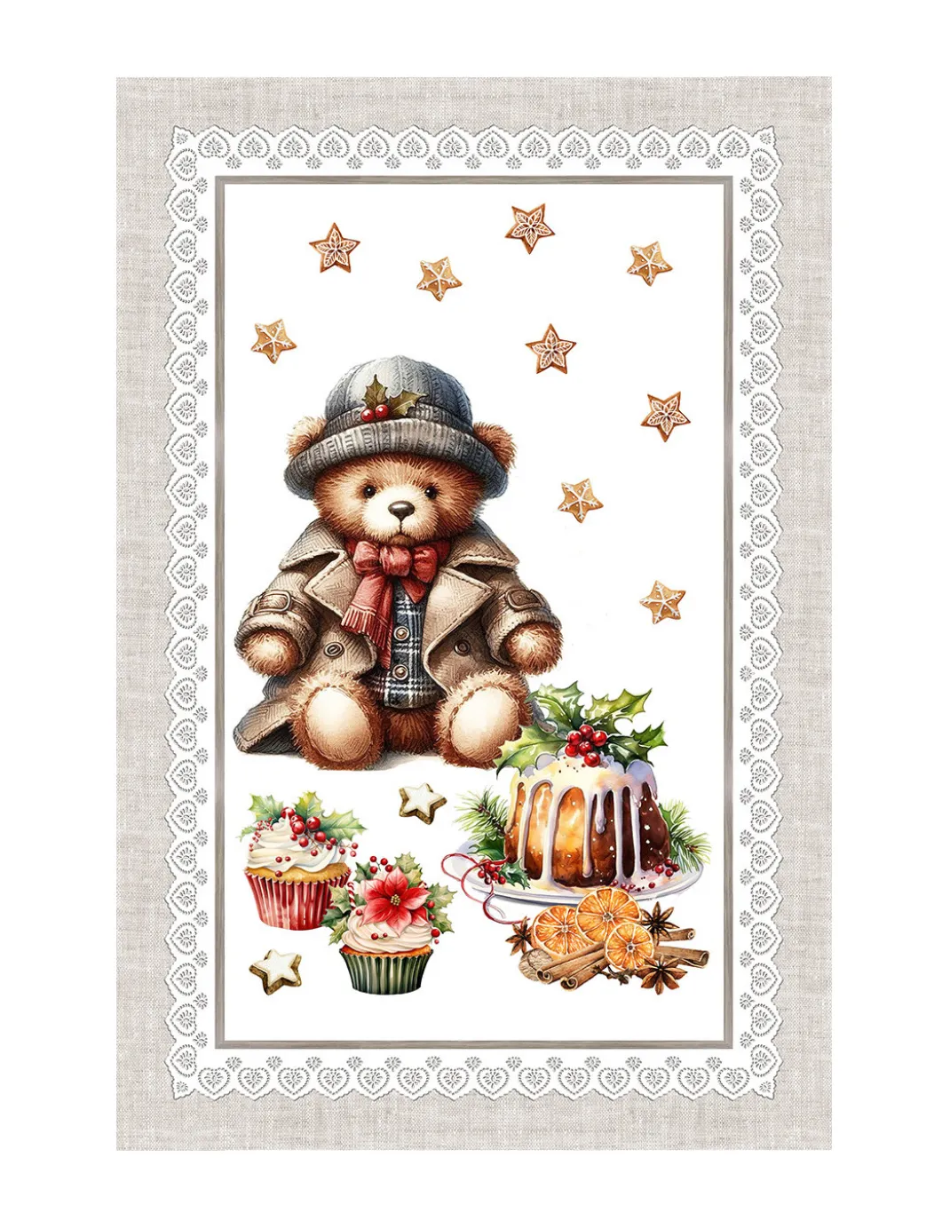 Strofinacci Cucina Natale – Set 5 Pezzi 50x70 cm – Canovacci Cotone Decorativi con Asola