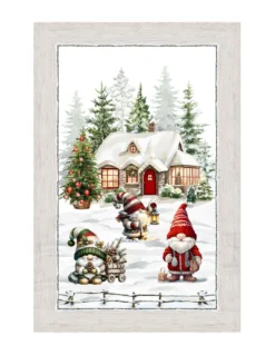 Strofinacci Cucina Natale – Set 5 Pezzi 50x70 cm – Canovacci Cotone Decorativi con Asola