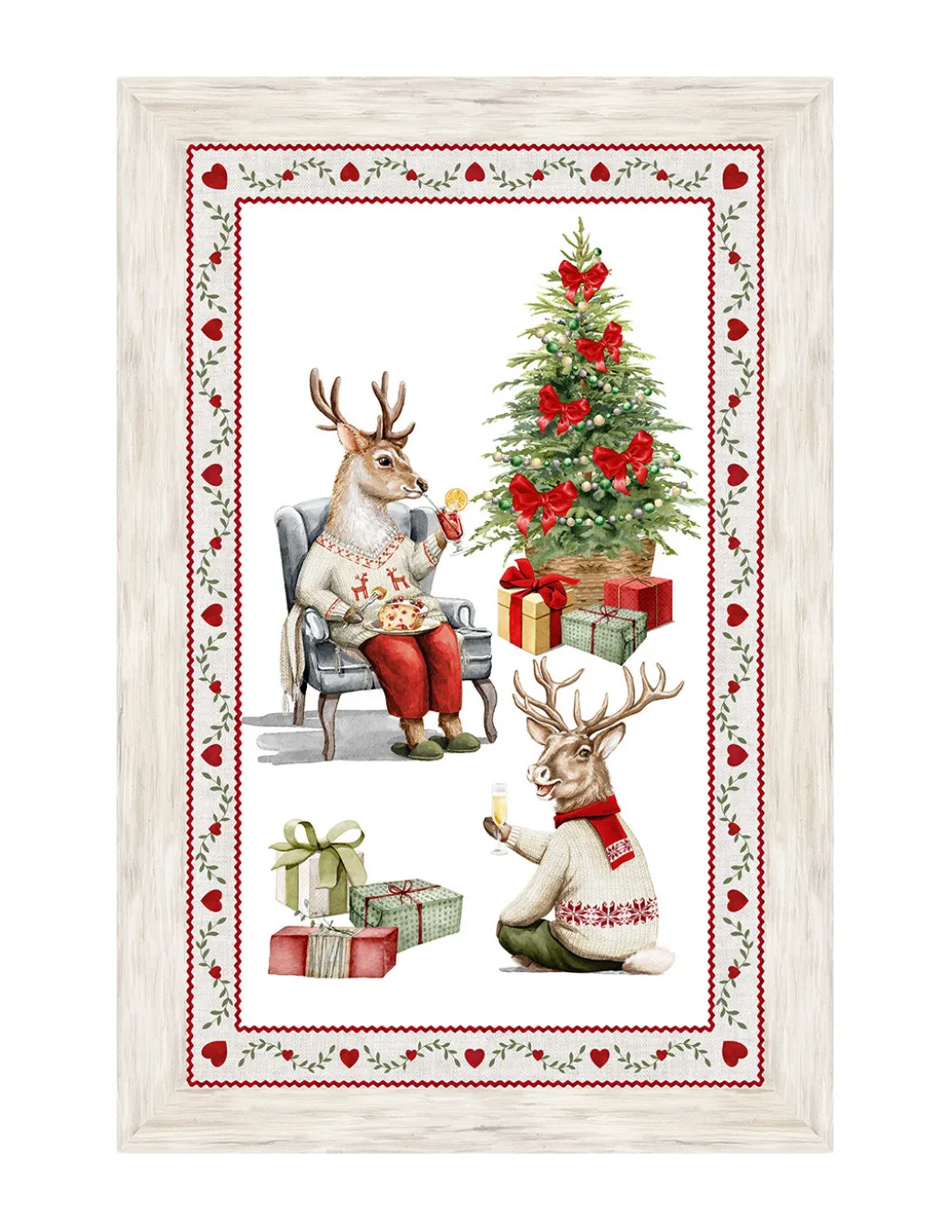 Strofinacci Cucina Natale – Set 5 Pezzi 50x70 cm – Canovacci Cotone Decorativi con Asola