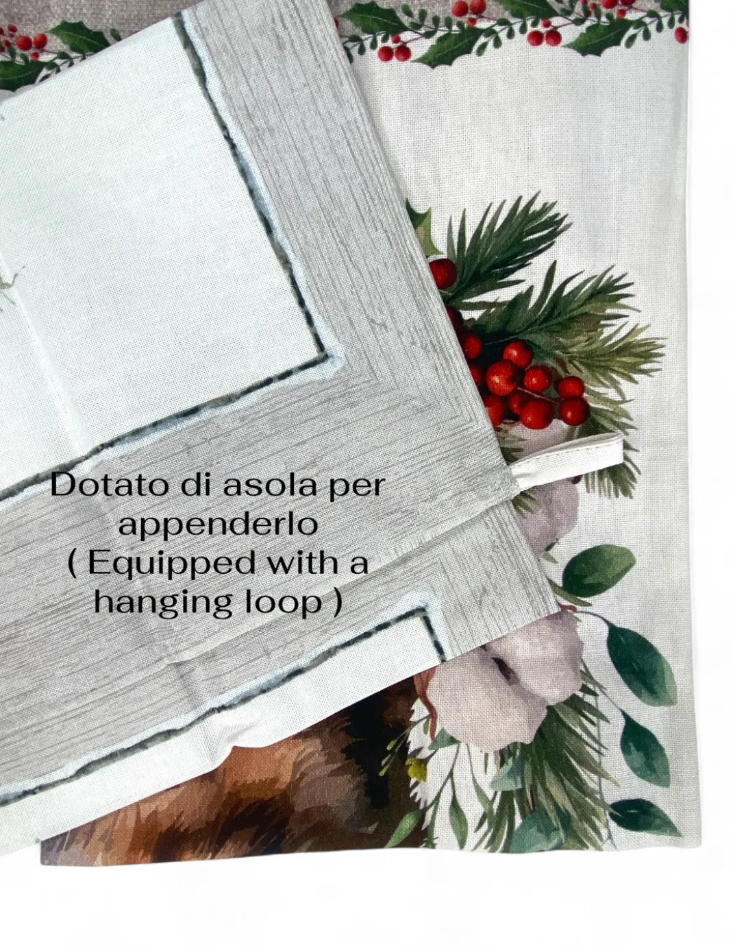 Strofinacci Cucina Natale – Set 5 Pezzi 50x70 cm – Canovacci Cotone Decorativi con Asola