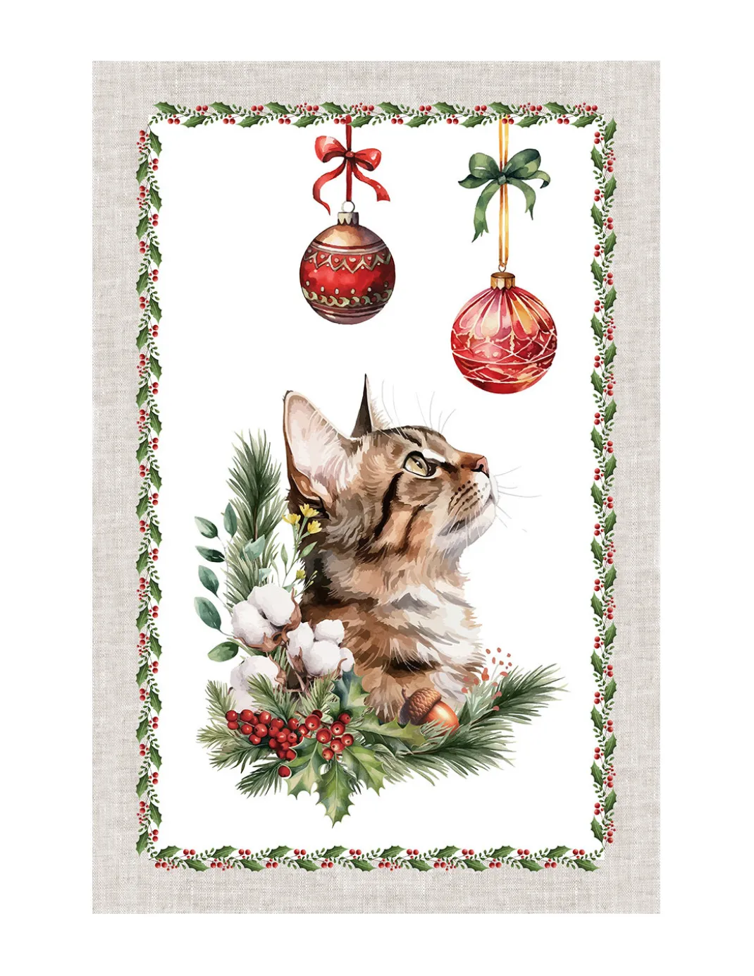 Strofinacci Cucina Natale – Set 5 Pezzi 50x70 cm – Canovacci Cotone Decorativi con Asola