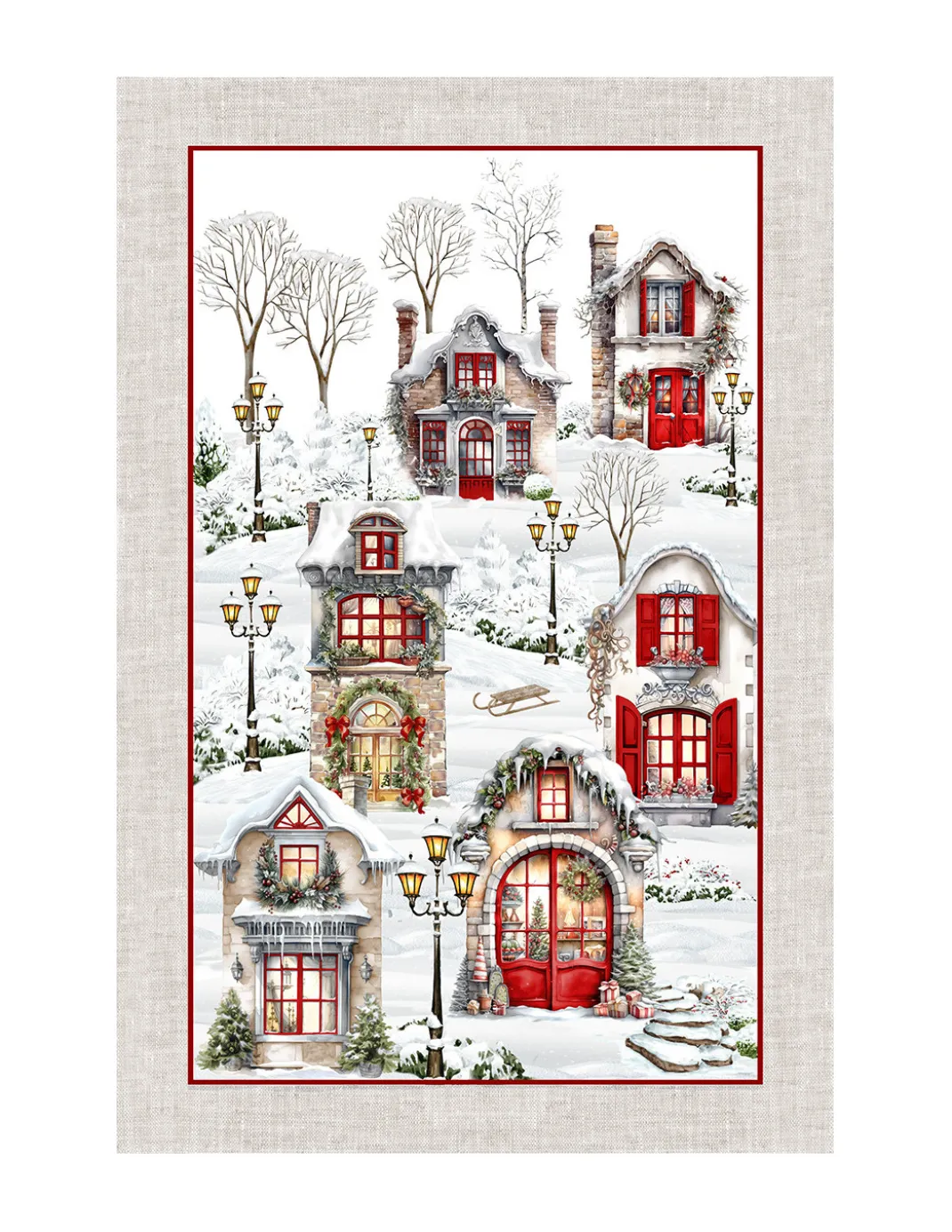 Strofinacci Cucina Natale – Set 5 Pezzi 50x70 cm – Canovacci Cotone Decorativi con Asola
