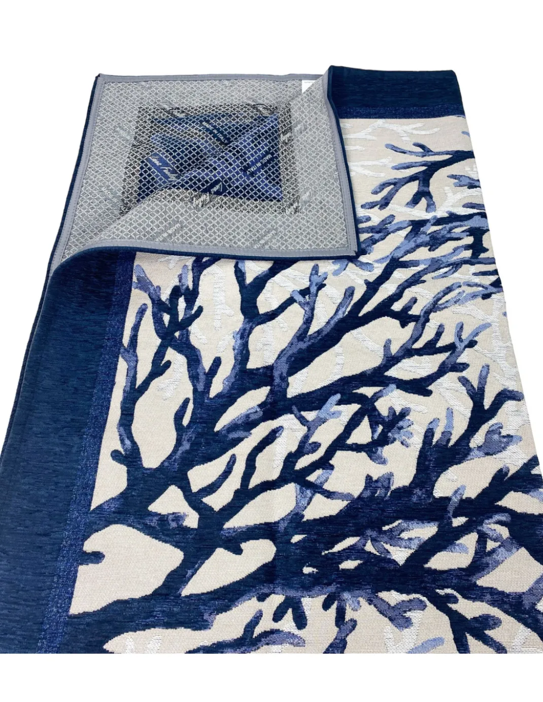 TAPPETO antiscivolo Mare MARINO Coralli Blu Made in Italy