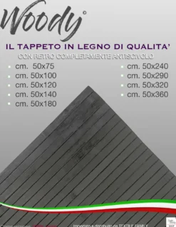 TAPPETO cucina IN LEGNO bamboo WOODY colore Grigio Scuro