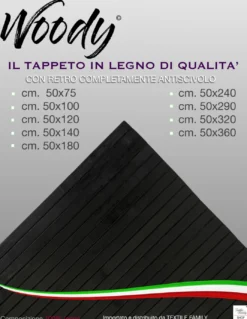TAPPETO cucina IN LEGNO bamboo WOODY unito NERO