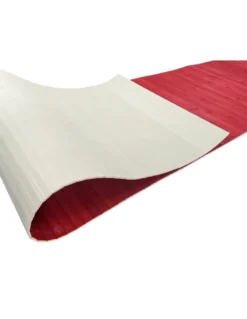 Tappeto cucina in legno di bambù WOODY - Rosso Tinta Unita, Antiscivolo, Facile da Pulire