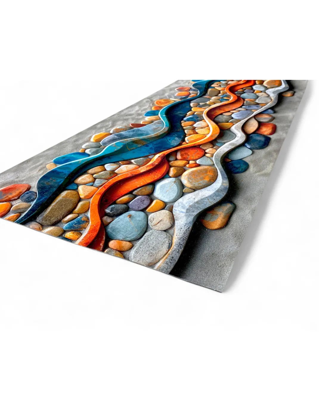 Tappeto Cucina Runner Antiscivolo - Fantasia Sassi Mare Colorata - Made in Italy, Ultra Sottile e Lavabile