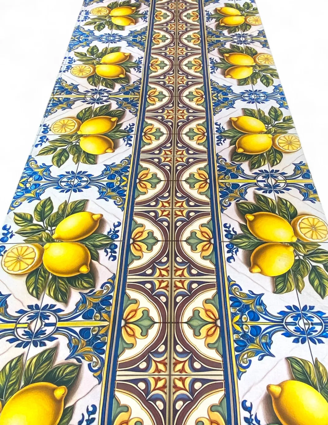 Tappeto Cucina Runner Antiscivolo - Passatoia Lavabile, Fantasia Maiolica Sicily, Design Mediterraneo - Made in Italy