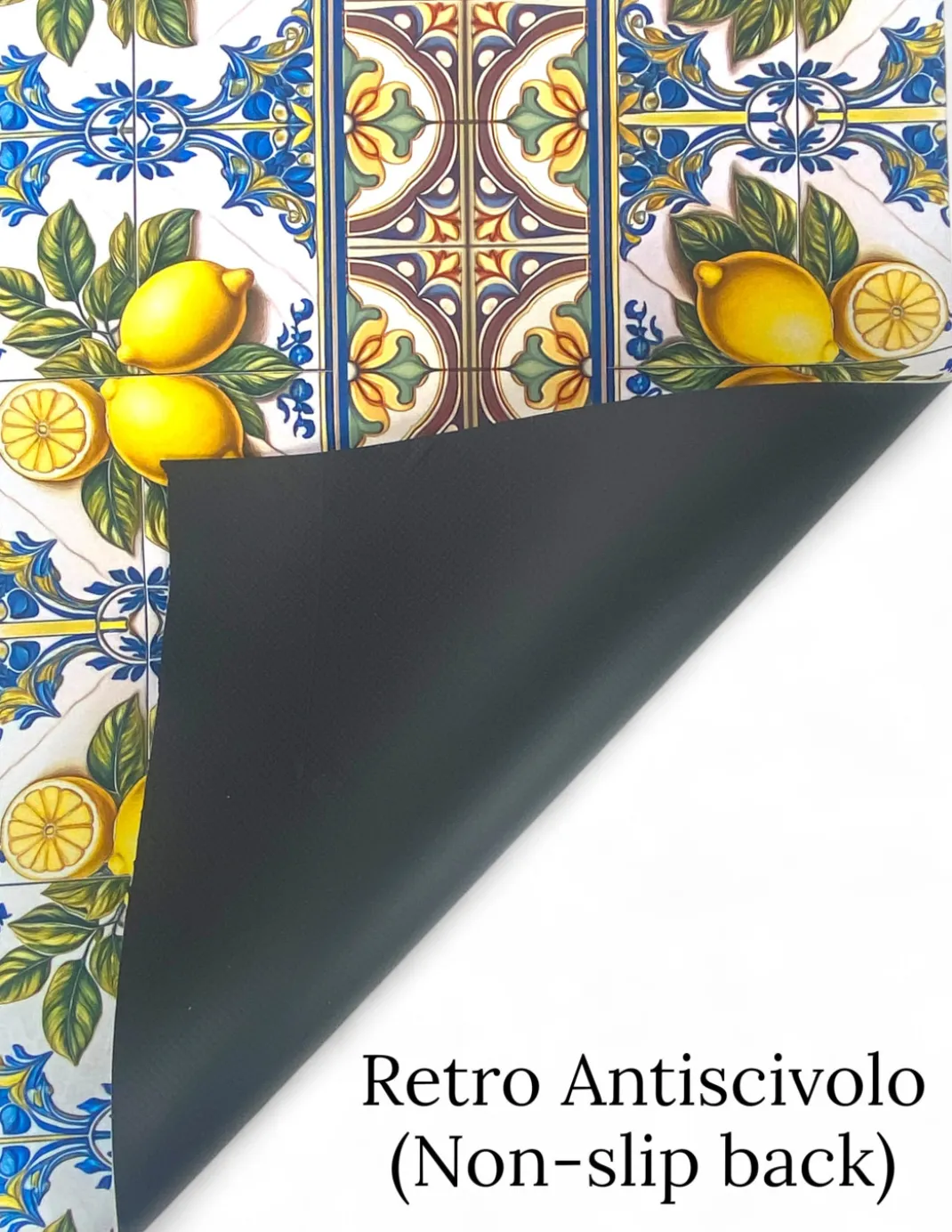 Tappeto Cucina Runner Antiscivolo - Passatoia Lavabile, Fantasia Maiolica Sicily, Design Mediterraneo - Made in Italy