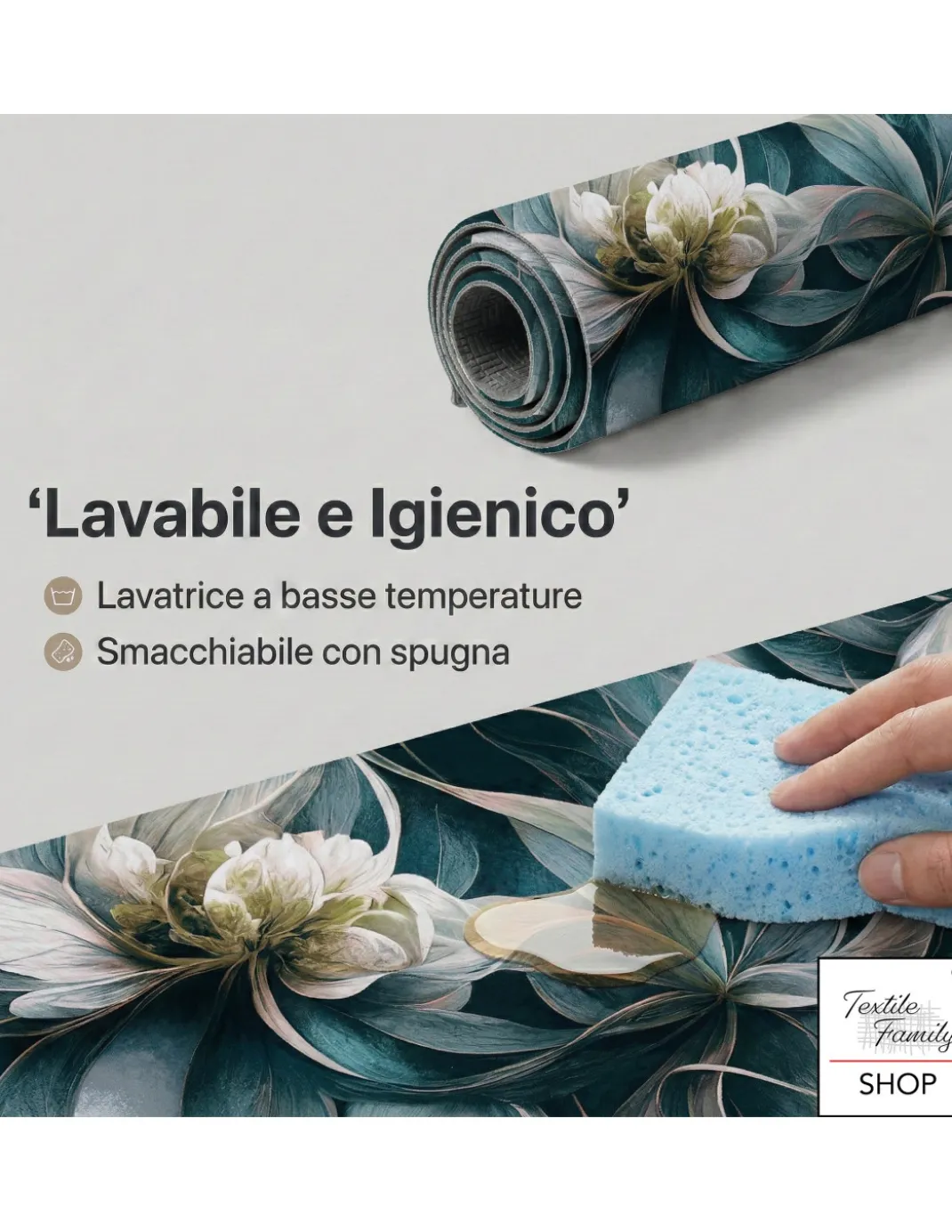 Tappeto Cucina Runner Gigli Antiscivolo 50 cm, Lavabile e Tagliabile, Fondo PVC, 100% Poliestere, Made in Italy