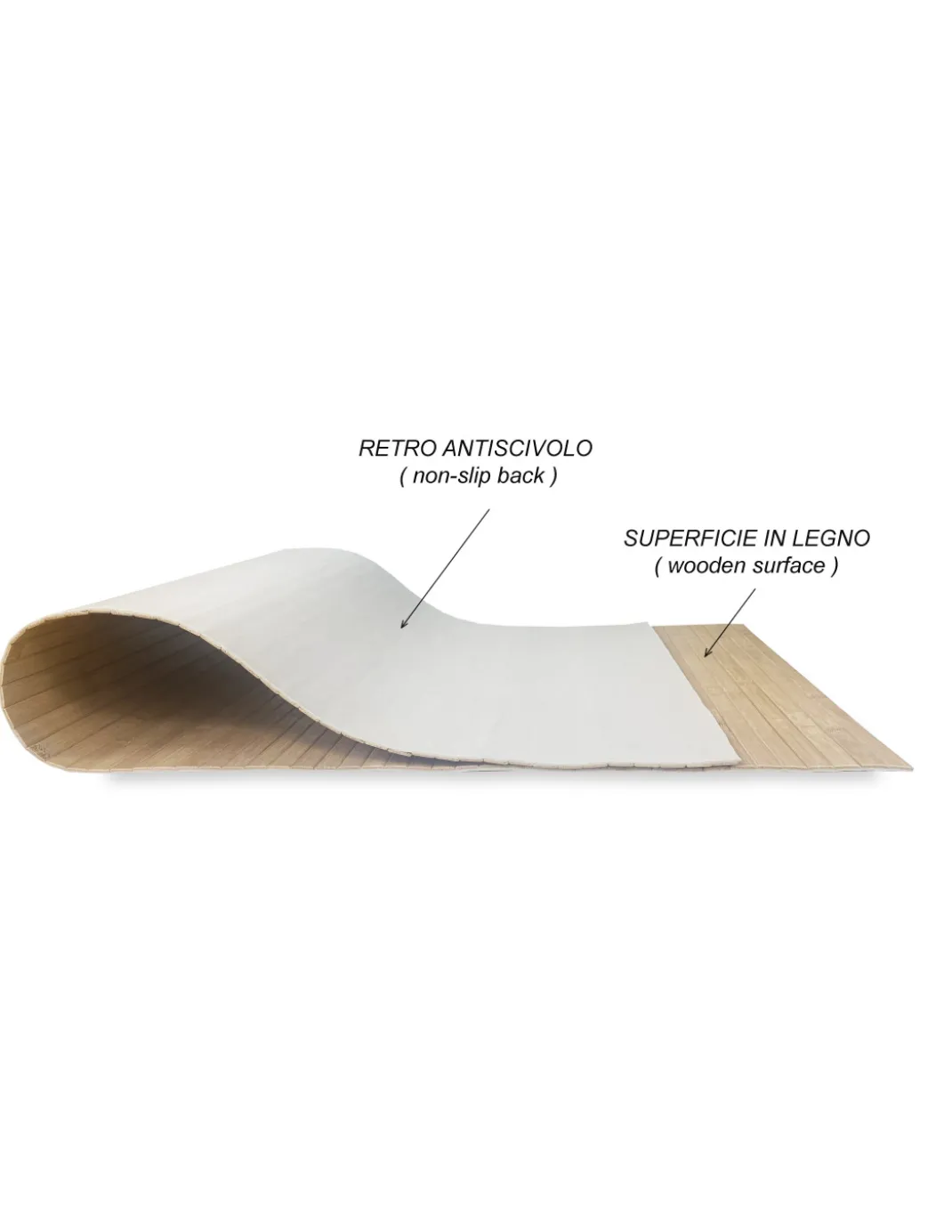 TAPPETO cucina WOODY © IN legno BAMBOO UNITO MIELE tutte le misure