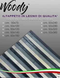 TAPPETO cucina WOODY © IN legno BAMBOO GRIGIO NERO SFUMATO tutte le misure