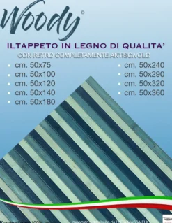 TAPPETO cucina WOODY © IN legno BAMBOO BLU VERDE MARE SFUMATO tutte le misure