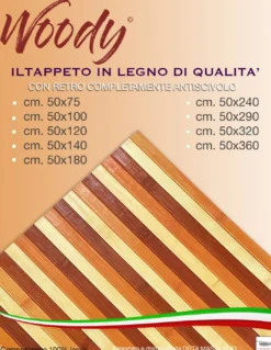 TAPPETO cucina WOODY © IN legno BAMBOO ARANCIO SFUMATO tutte le misure