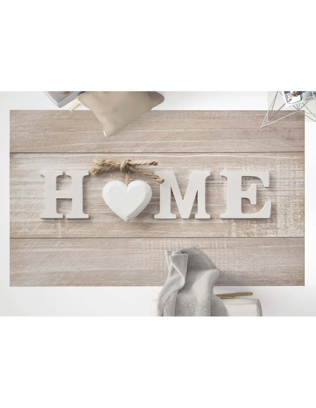 TAPPETO FANTASY HD moderno camera e salotto SHABBY CHIC HOME cuore bianco
