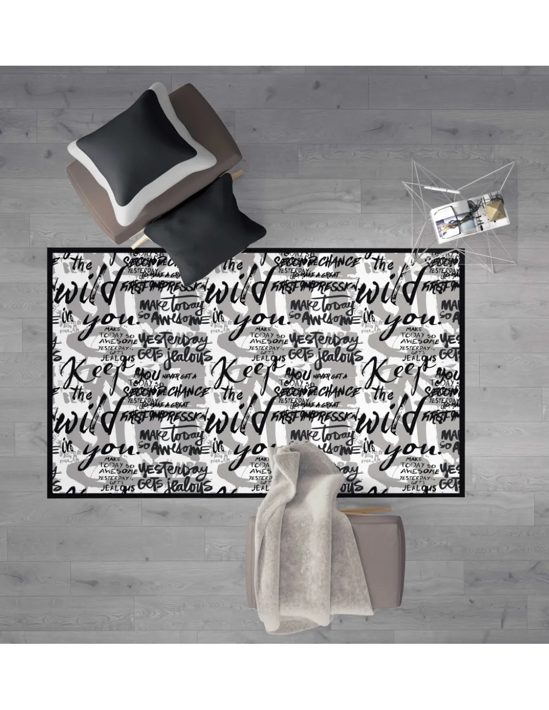 TAPPETO FANTASY HD moderno camera e salotto WRITTEN scritte moderne