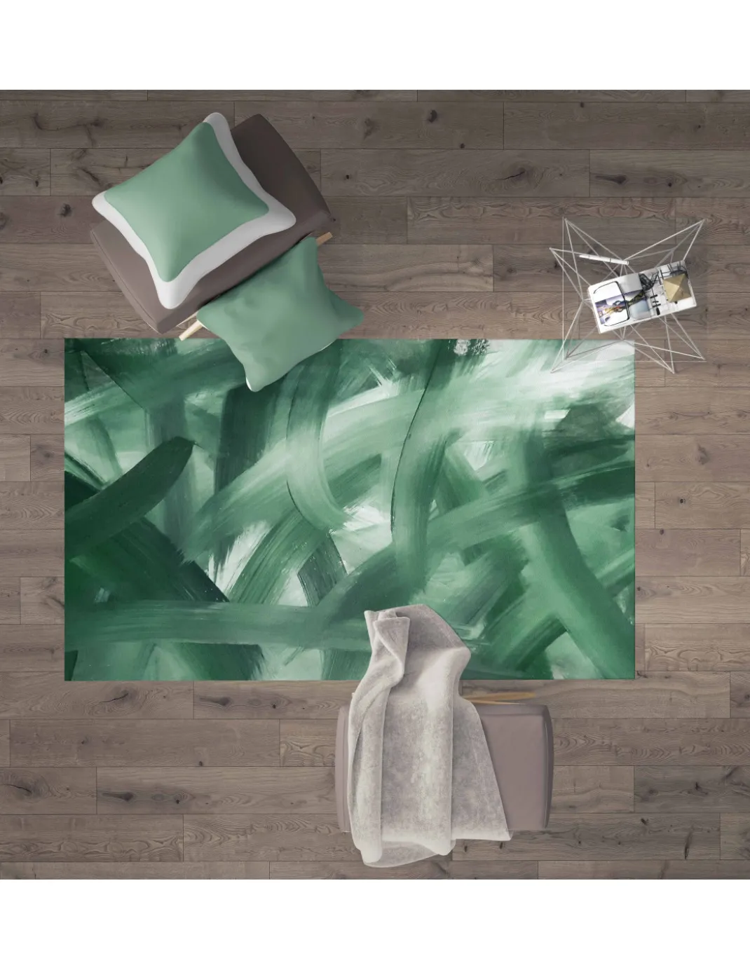 TAPPETO FANTASY HD moderno camera e salotto SPATOLATO verde