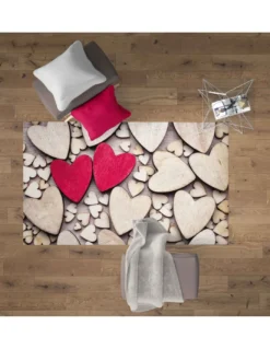 TAPPETO FANTASY HD moderno camera e salotto CUORI MODERNI rosso