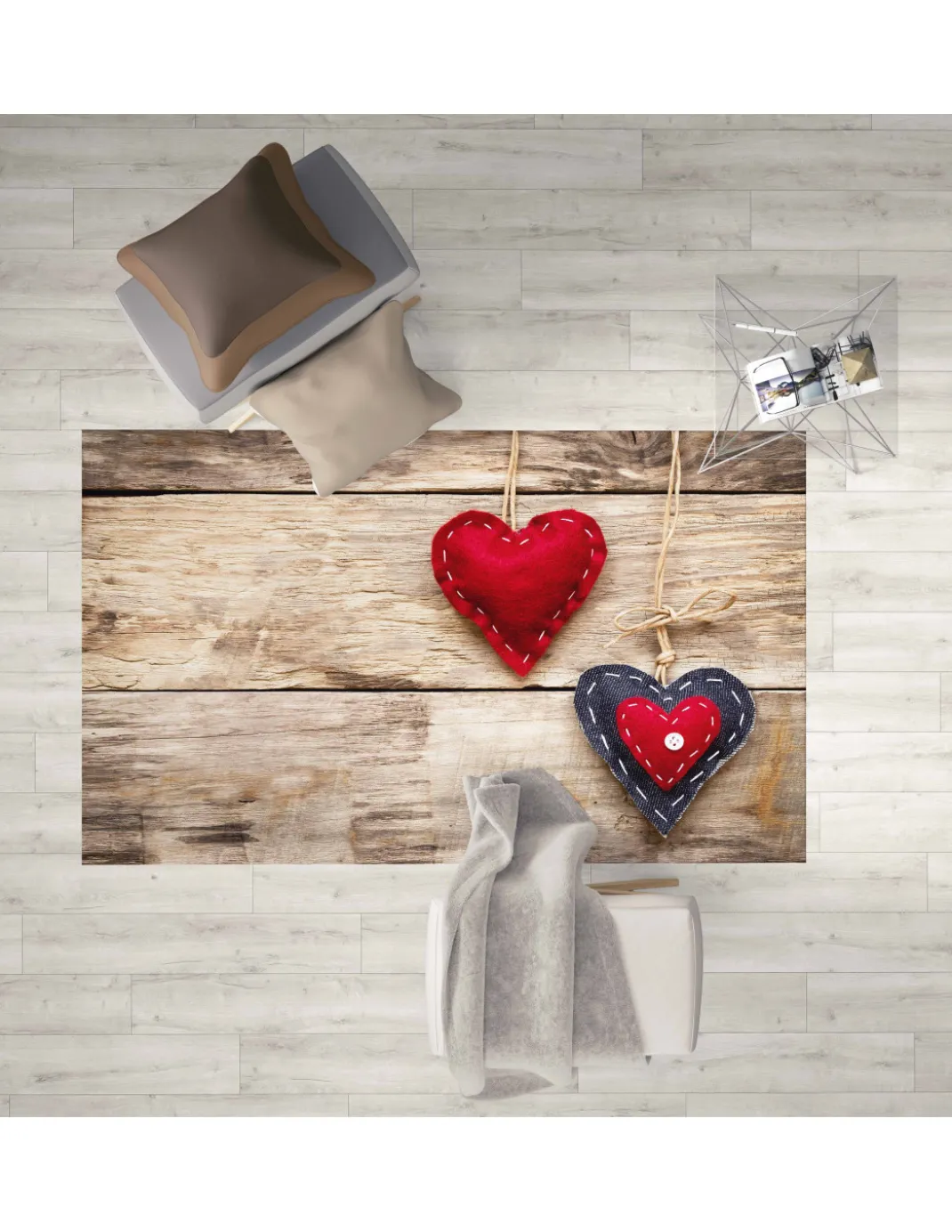 TAPPETO FANTASY HD moderno camera e salotto SHABBY CHIC cuore Rosso
