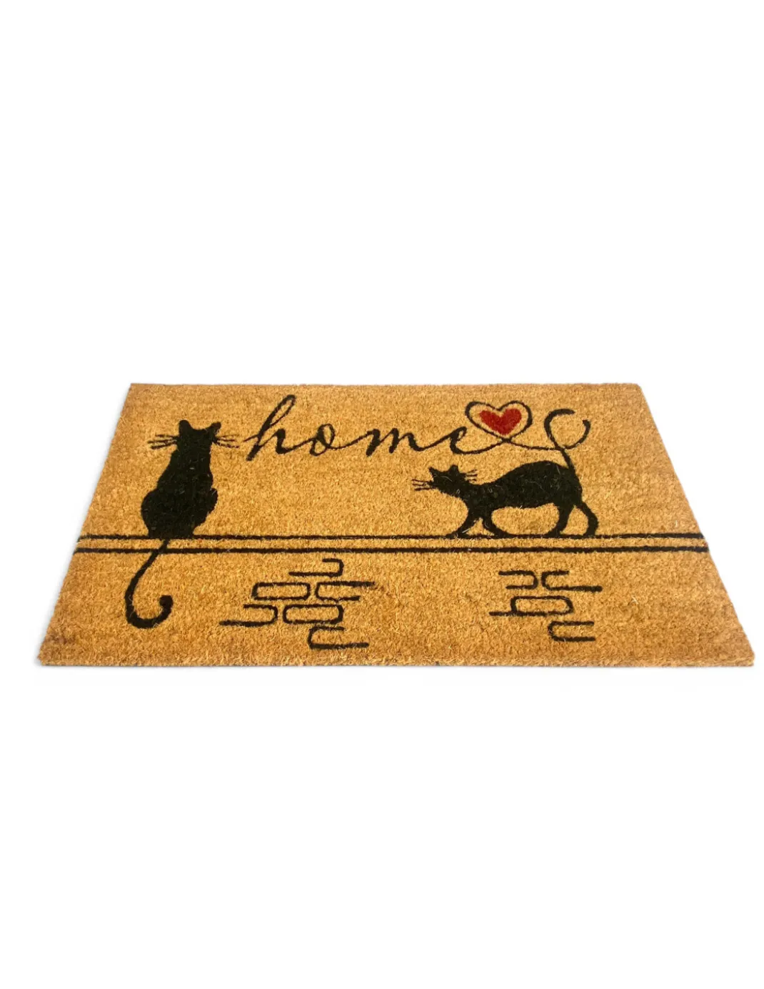 Tappeto Ingresso Esterno in Cocco - Zerbino Antiscivolo Home con Gatti Stilizzati - 40x70 cm