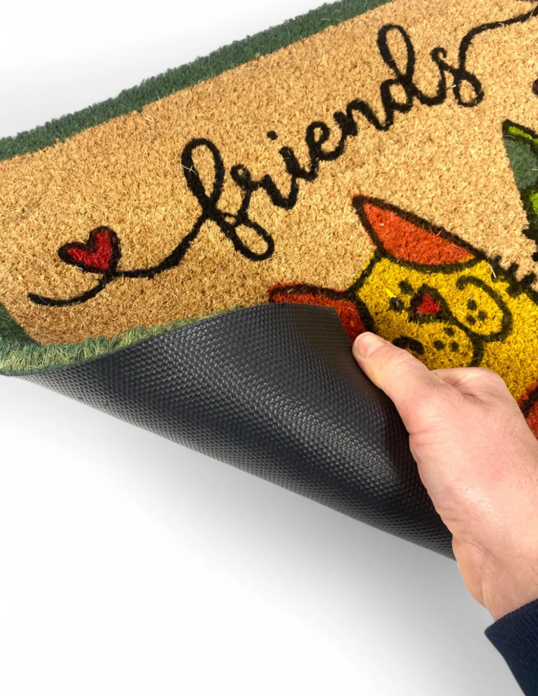 Tappeto Ingresso Esterno in Cocco - Zerbino Antiscivolo Friends con Gatti Colorati - 40x70 cm
