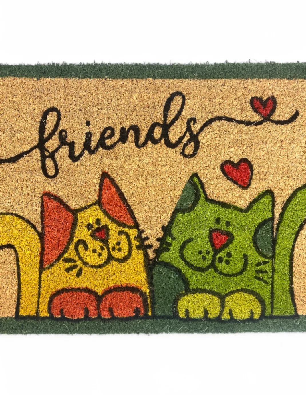 Tappeto Ingresso Esterno in Cocco - Zerbino Antiscivolo Friends con Gatti Colorati - 40x70 cm