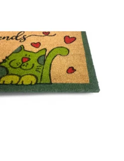 Tappeto Ingresso Esterno in Cocco - Zerbino Antiscivolo Friends con Gatti Colorati - 40x70 cm