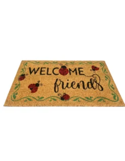 Tappeto Ingresso Esterno in Cocco - Zerbino Antiscivolo Welcome con Coccinelle - 40x70 cm