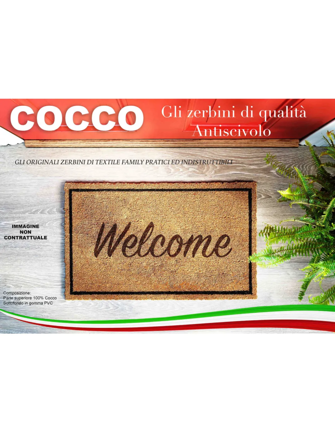 Tappeto Ingresso Esterno in Cocco - Zerbino Antiscivolo con Coccinelle e Girasoli - 40x70 cm