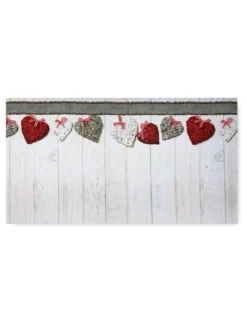 TAPPETO Runner da CUCINA Passatoia Antiscivolo CUORI SHABBY made in Italy