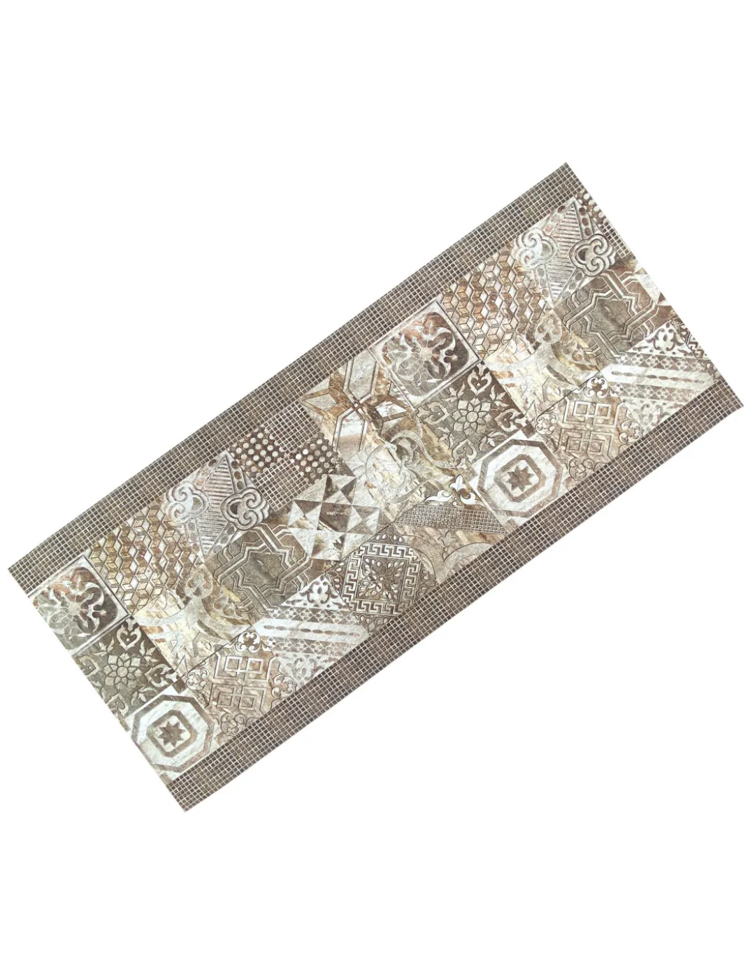 Tappeto Runner Maiolica Beige Antiscivolo – Passatoia Cucina Neutra PVC Lavabile – Made in Italy, Facile da Pulire