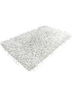 Tappeto Shaggy Bianco Moderno - Pelo Lungo 6 cm - Antiscivolo, 12 Misure - Annodato a Mano, Morbido e Resistente