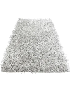 Tappeto Shaggy Bianco Moderno - Pelo Lungo 6 cm - Antiscivolo, 12 Misure - Annodato a Mano, Morbido e Resistente
